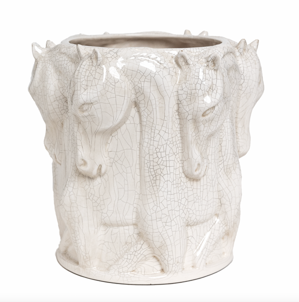 Keramik vas  Dancing Horses Off-white Crack