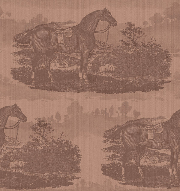 17-09-023-05  Tapet Horse Toile Red Mocca