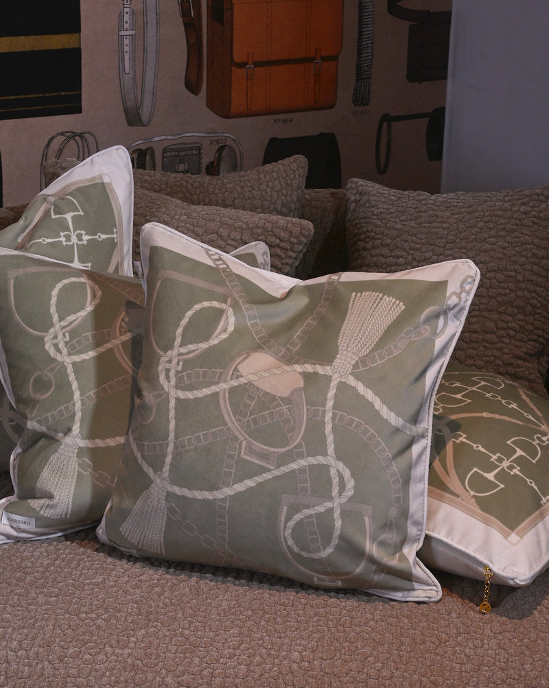 CHAIN Sammets kudde celadon grön