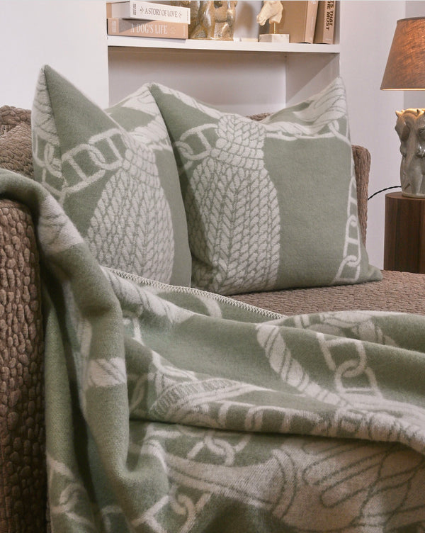 Kudde – CHAIN i Nyzeeländsk lammull Celadon grön