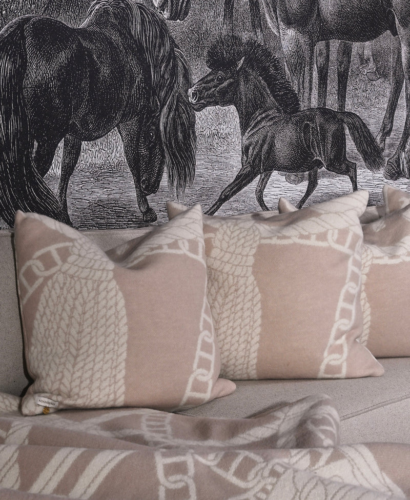 Kudde – CHAIN i Nyzeeländsk lammull linnen beige