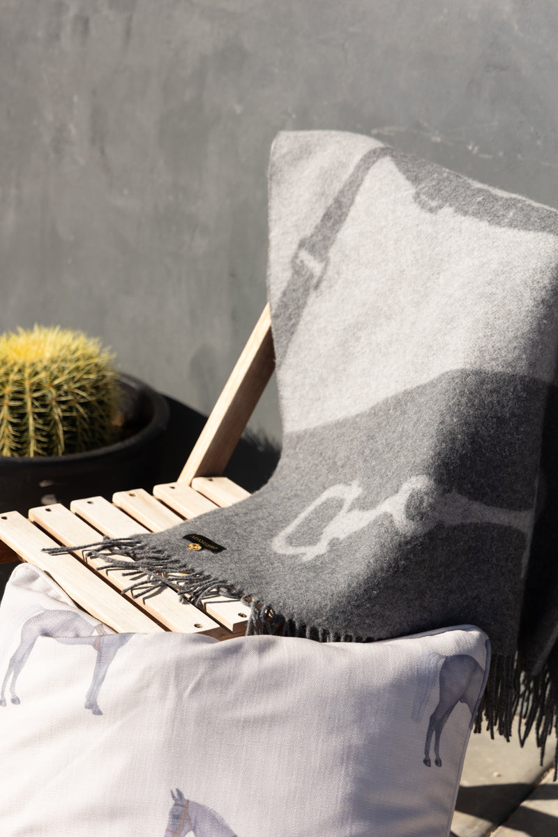 Wool Cashmere Pläd  Mörk Grå