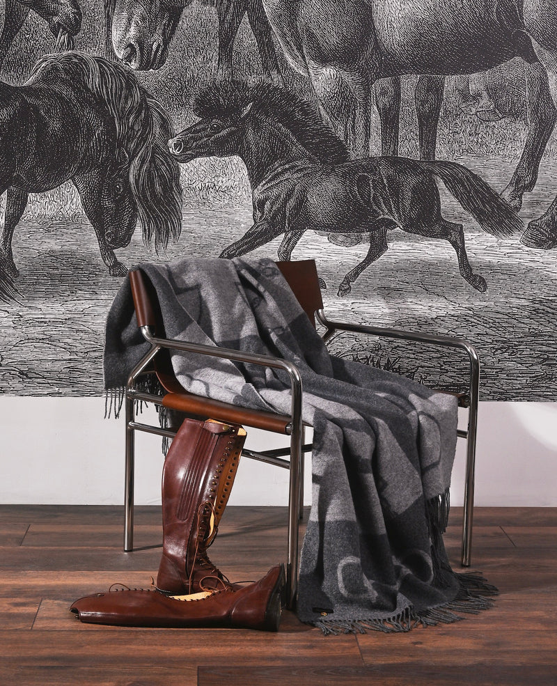 Wool Cashmere Pläd  Mörk Grå