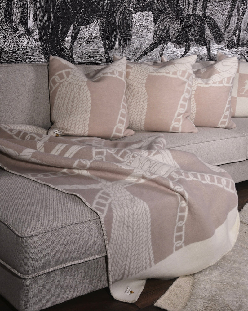 Kudde – CHAIN i Nyzeeländsk lammull linnen beige