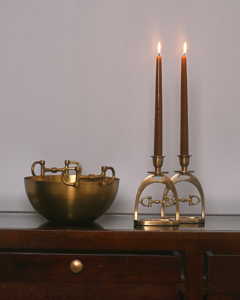 Snaffle Bit Candle set Brass