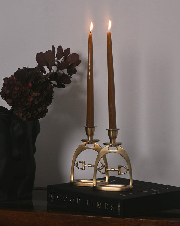 Snaffle Bit Candle set Brass