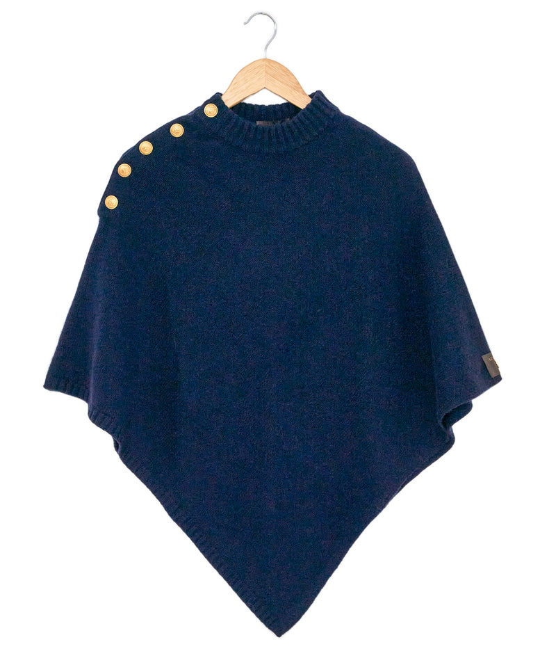 ADAMSBRO CASHMERE PONCHO NAVY