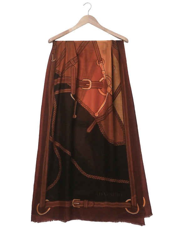 CASHMERE SCARF HORSE BROWN