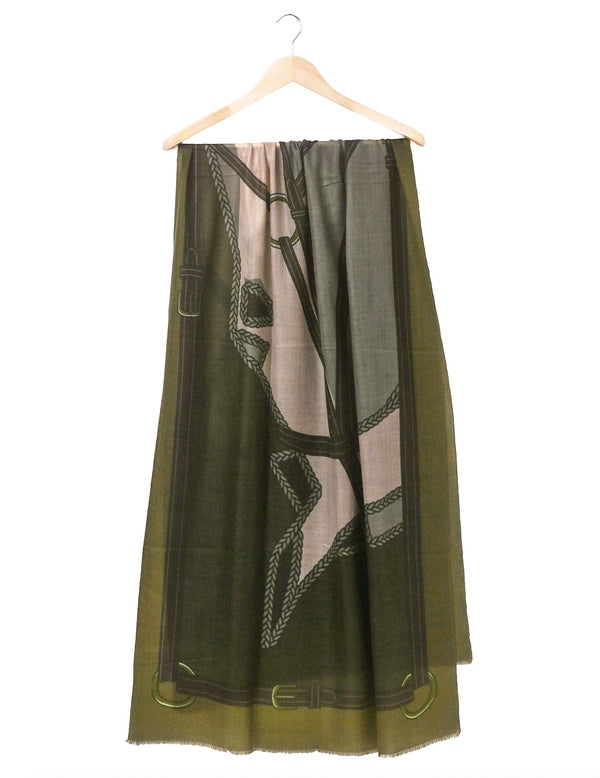 CASHMERE SCARF HORSE GREEN