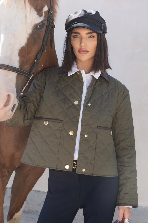 Exklusiv  Quiltad Jacka Oliv