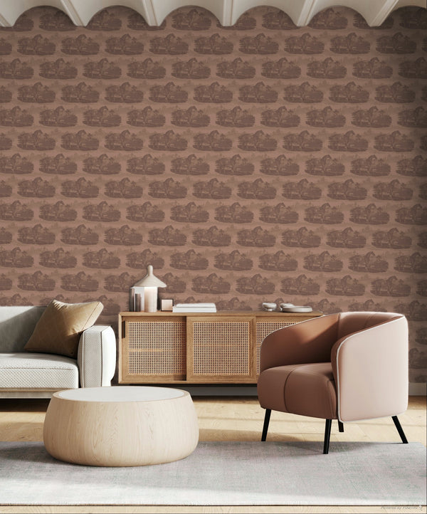 17-09-023-05  Tapet Horse Toile Red Mocca