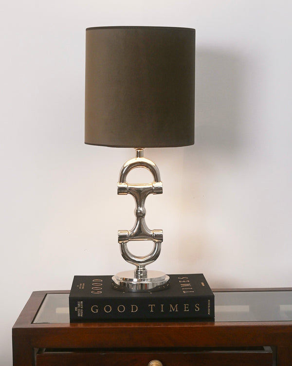 Lampa BIT Silver med brun skärm inkluderad.