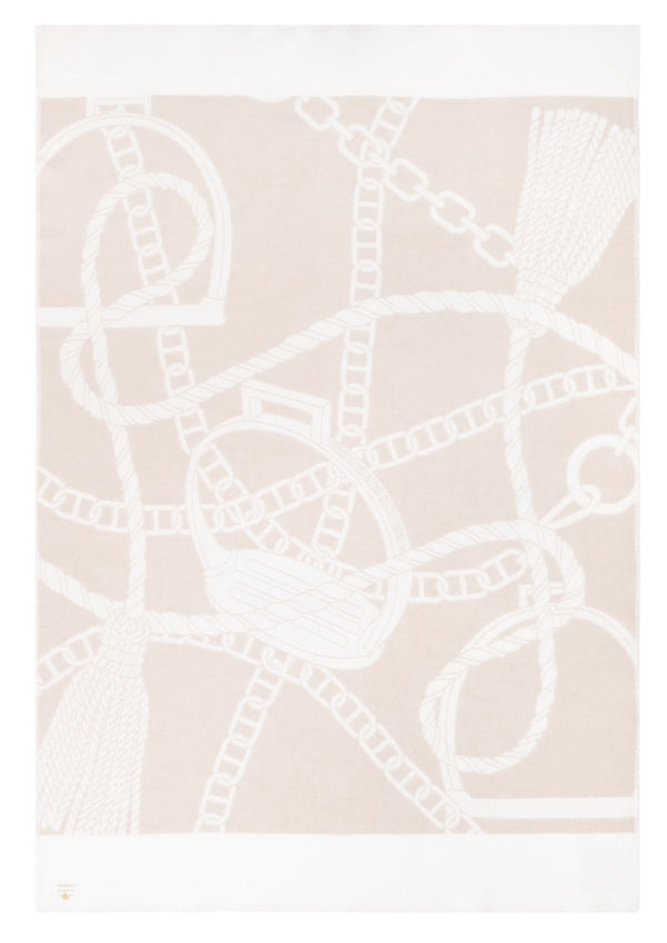 Pläd – CHAIN i Nyzeeländsk lammull linnen beige