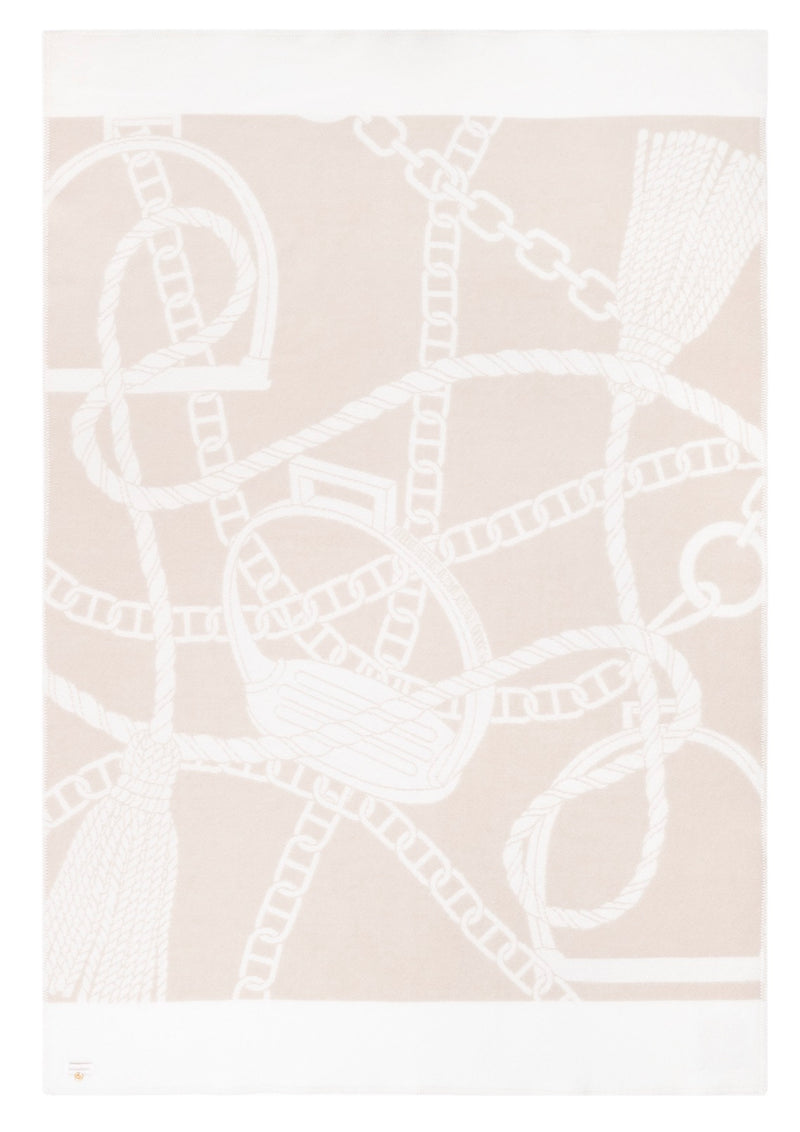 Pläd – CHAIN i Nyzeeländsk lammull linnen beige