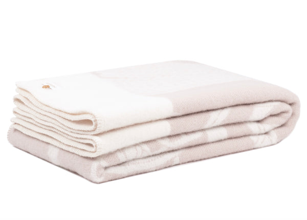 Pläd – CHAIN i Nyzeeländsk lammull linnen beige