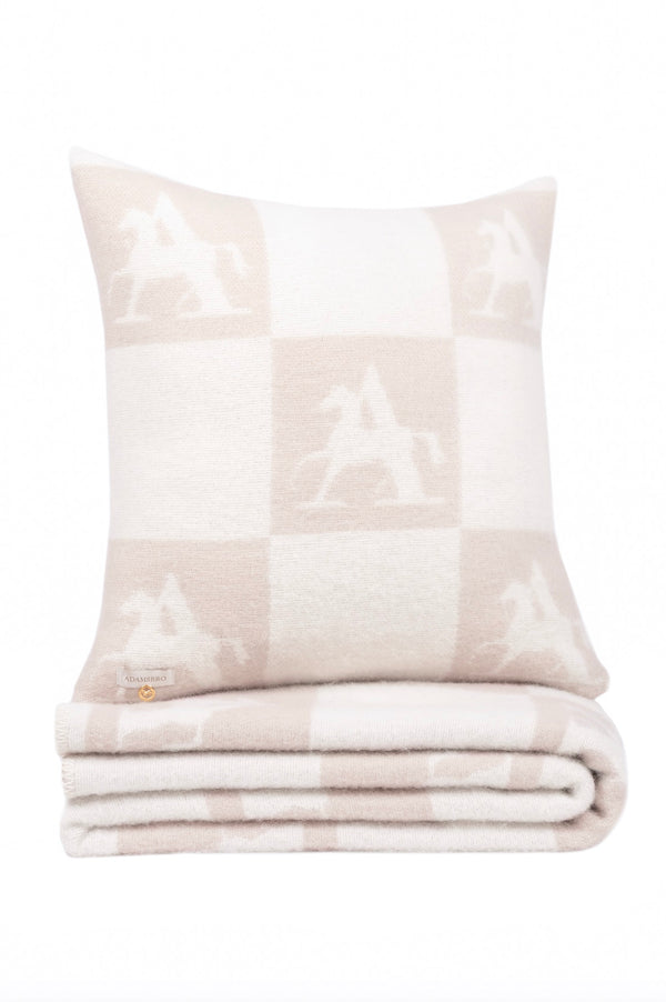 Pläd – CHECK i Nyzeeländsk lammull linnen beige