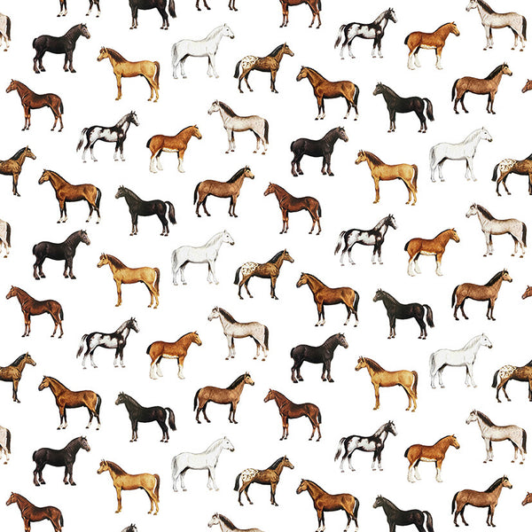 17-09-039-00 Tapet Horses Breeds White