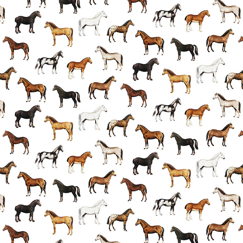 17-09-039-00 Tapet Horses Breeds White