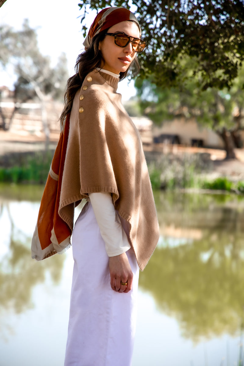 ADAMSBRO CASHMERE PONCHO CAMEL