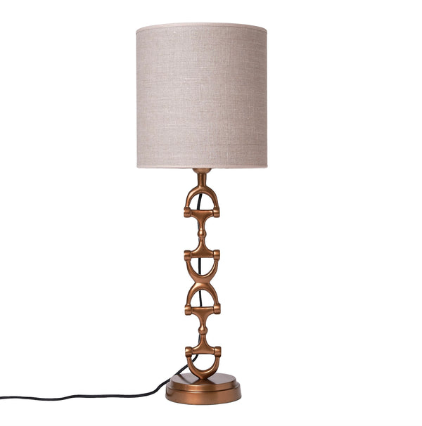 Snaffle Bit Lamp Brass med natur skärm