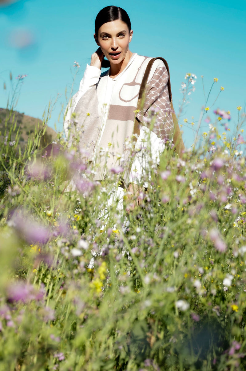 ADAMSBRO CASHMERE PONCHO TAUPE