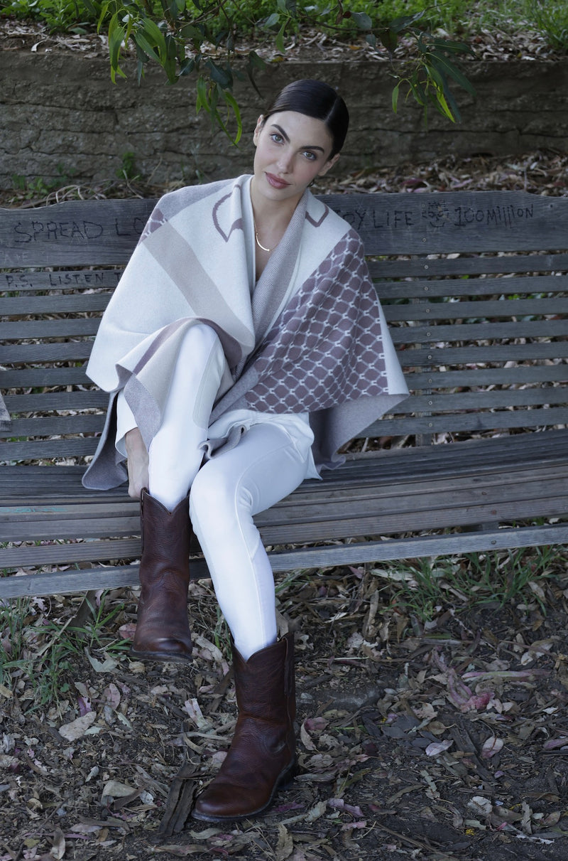 ADAMSBRO CASHMERE PONCHO TAUPE