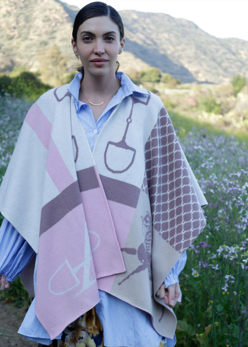 ADAMSBRO CASHMERE PONCHO Rosa