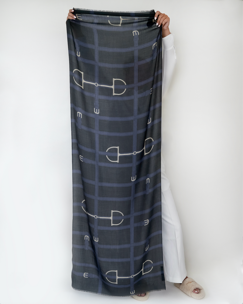 ADAMSBRO VÄVD KASHMIR SCARF BIT NAVY