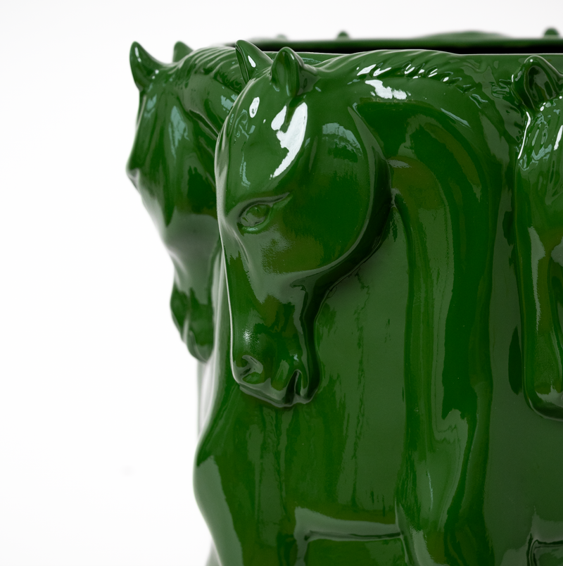 Grön keramik Vas Dancing Horses