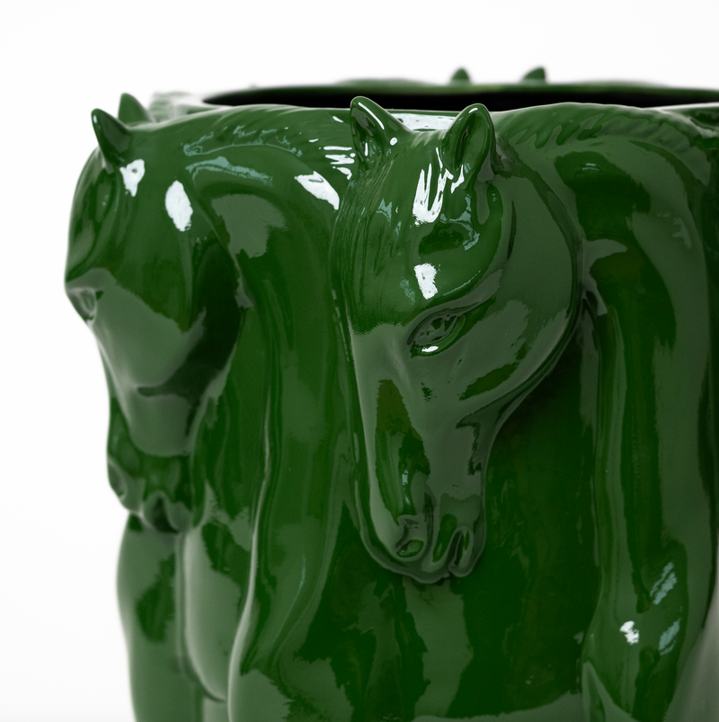 Keramik vas  Dancing Horses green