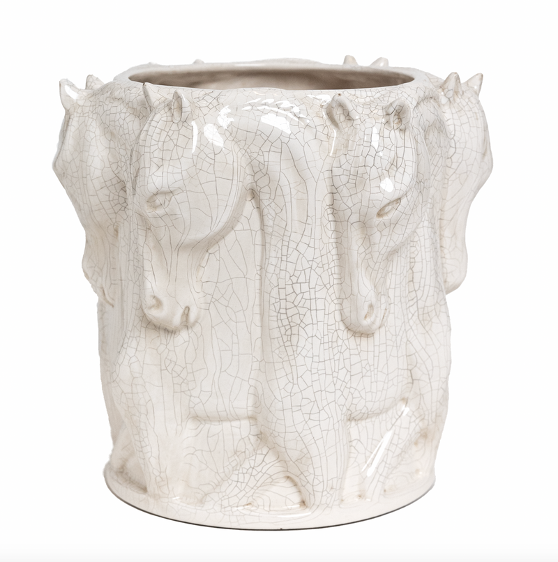Keramik vas  Dancing Horses Off-white Crack