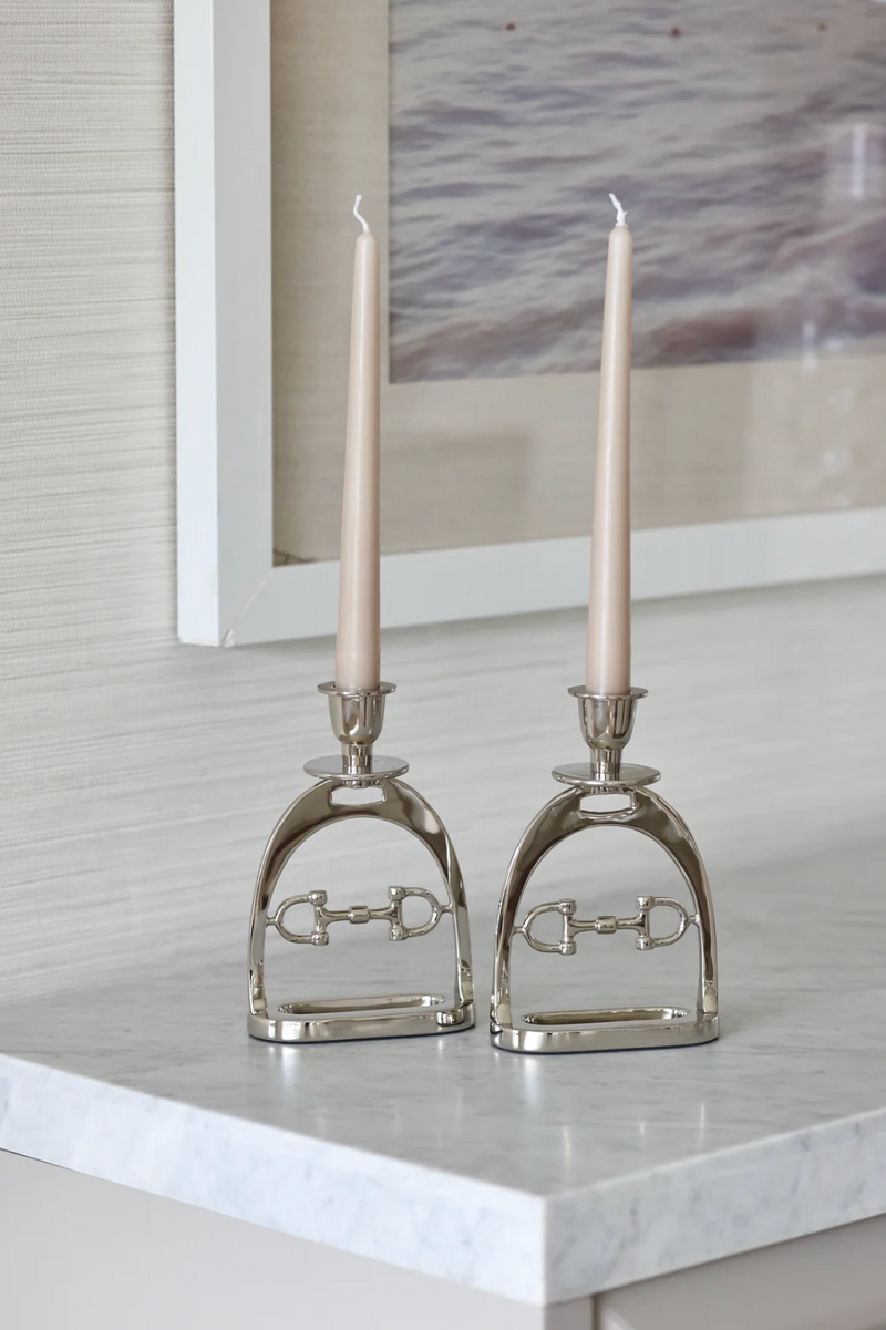 Snaffle Bit Candle set Silver