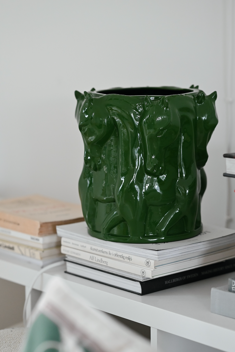 Keramik vas  Dancing Horses green
