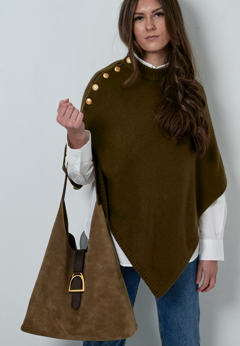 ADAMSBRO CASHMERE PONCHO OLIVE