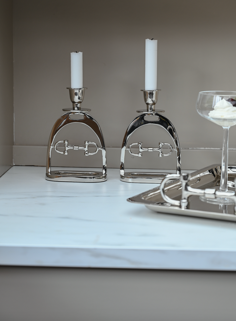 Snaffle Bit Candle set Silver