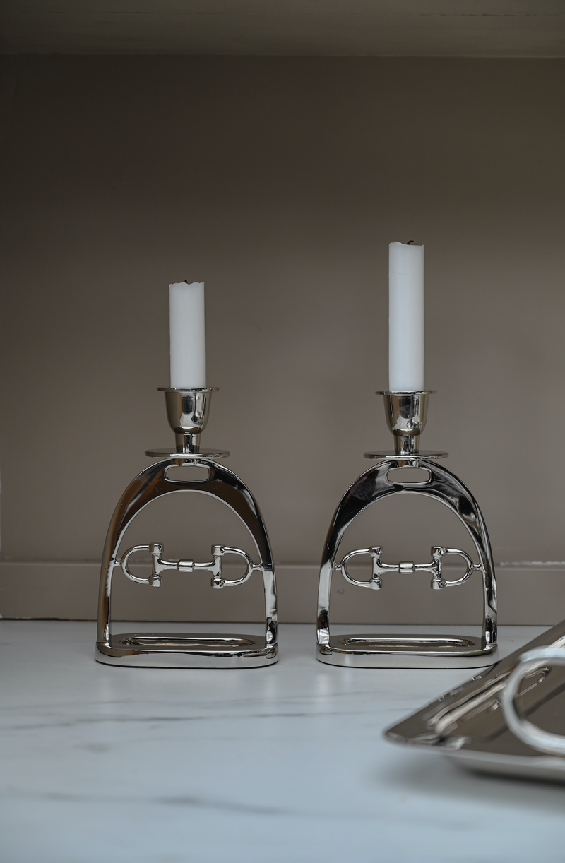 Snaffle Bit Candle set Silver