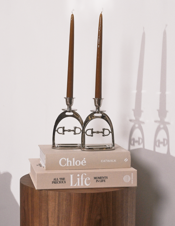 Snaffle Bit Candle set Silver