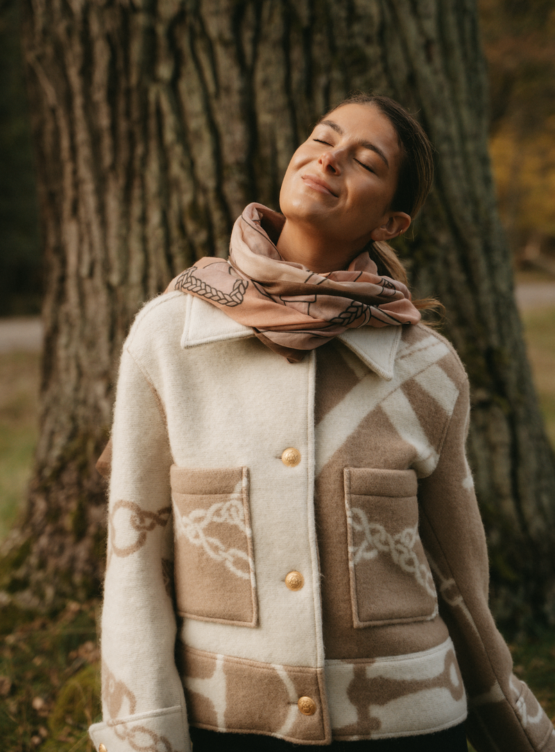 CASHMERE SCARF HORSE PINK