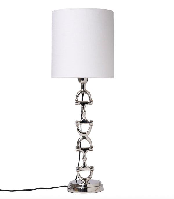 Snaffle Bit Lamp Silver med vit skärm