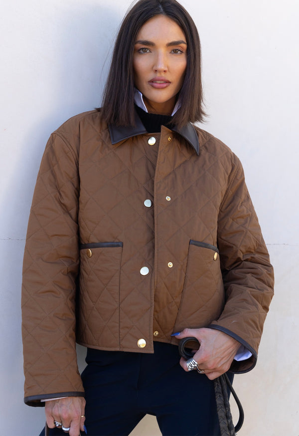 Exklusiv Quiltad Jacka Brun
