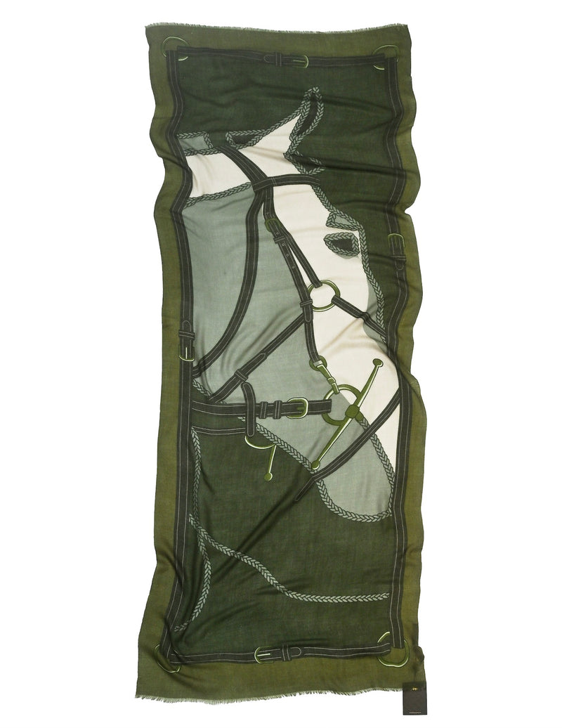 CASHMERE SCARF HORSE GREEN