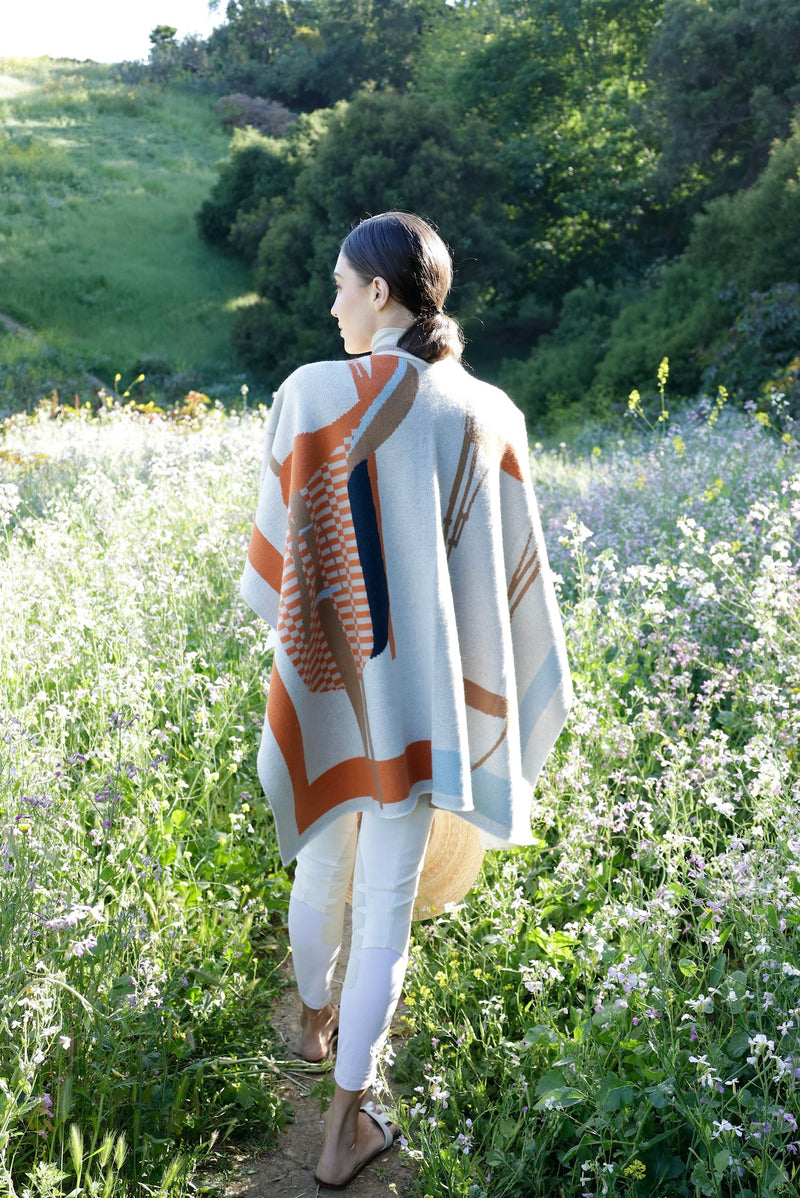 ADAMSBRO LONG CASHMERE PONCHO SADDLE