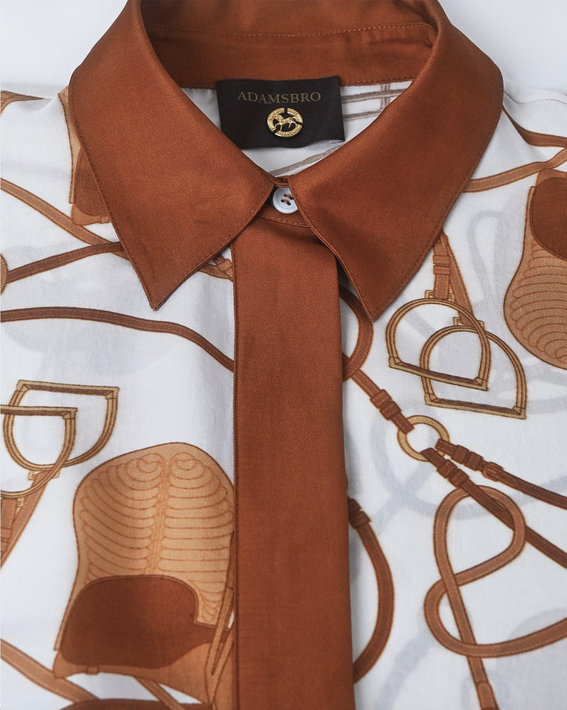 SATIN Skjorta Saddle Rust