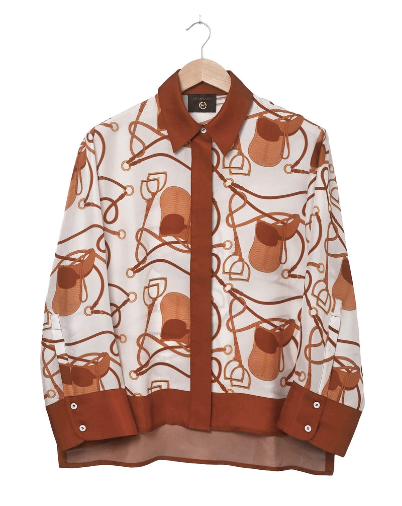 SATIN Skjorta Saddle Rust