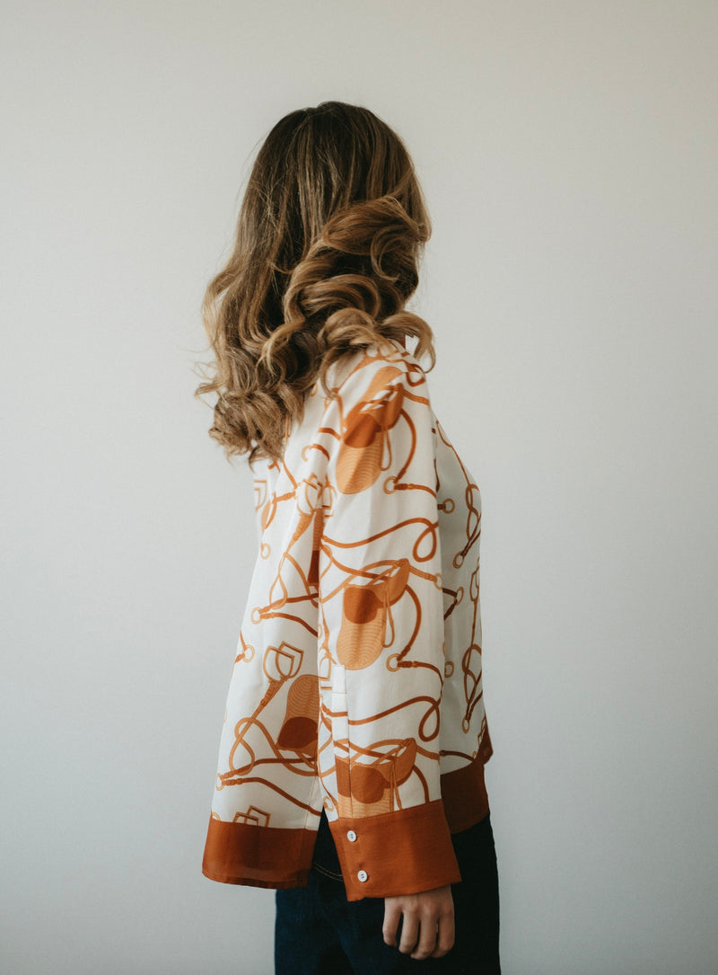 SATIN Skjorta Saddle Rust