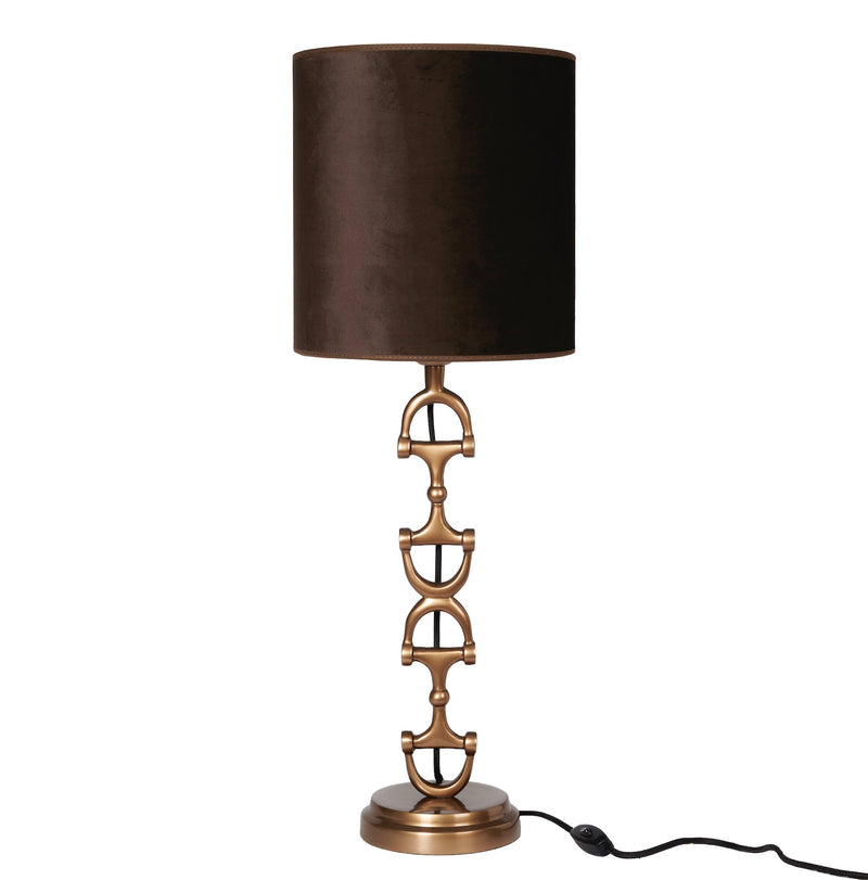 Snaffle Bit Lamp Brass med brun sammets skärm