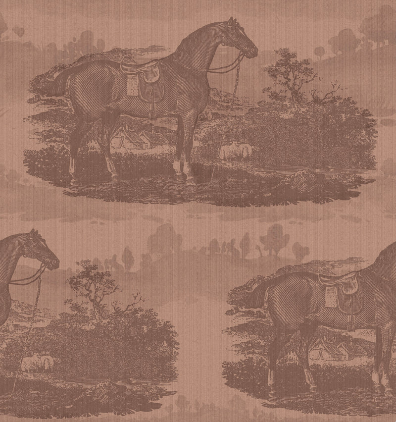 17-09-023-05  Tapet Horse Toile Red Mocca