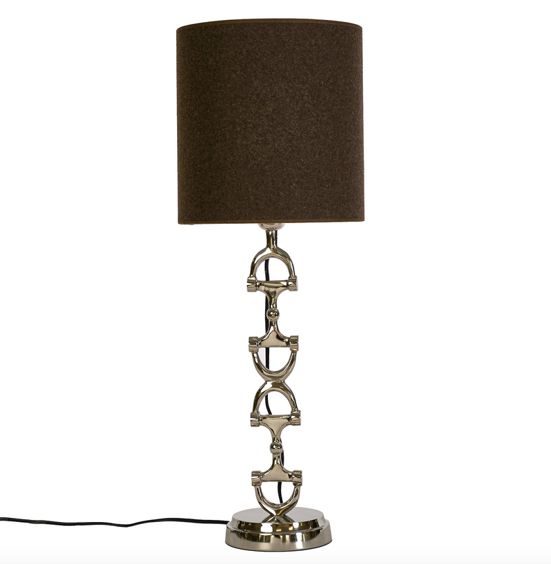 Snaffle Bit Lamp Silver med brun ull skärm