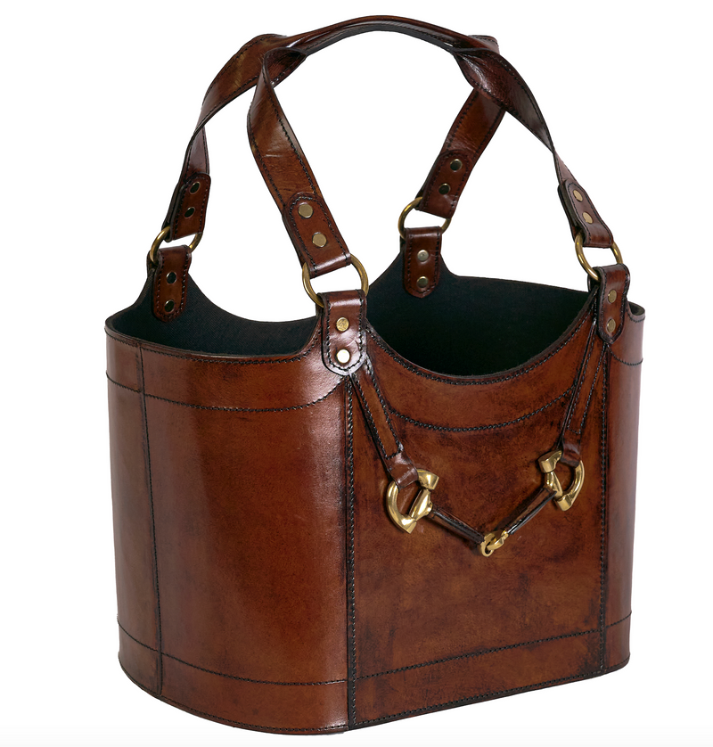 ADAMSBRO MAGAZINE BASKET CIGAR BURGUNDY COGNAC